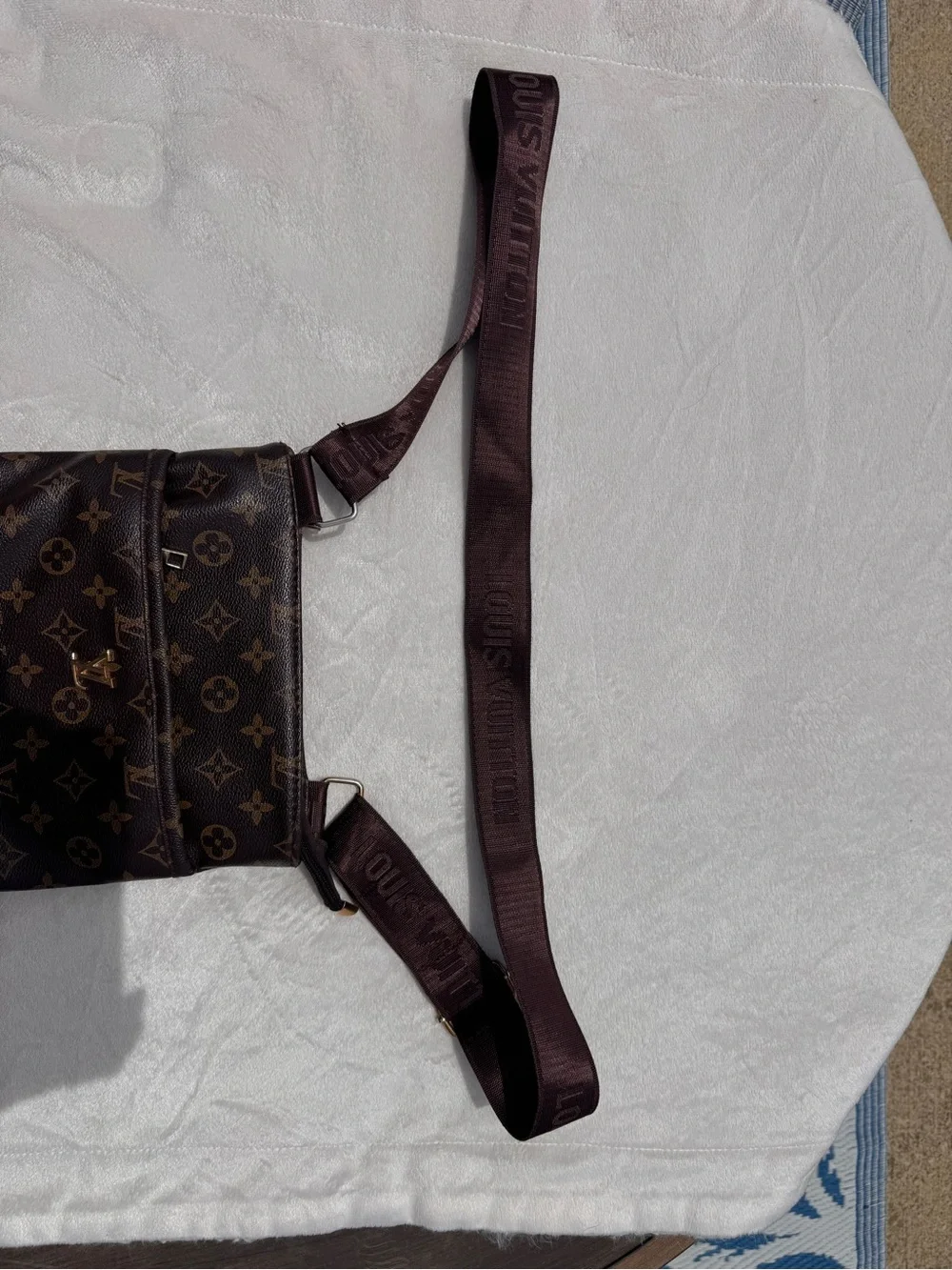 Louis Vuitton Monogram & Damier Brown Crossbody Bag with Gold LV Emblem - Picture 12 of 13